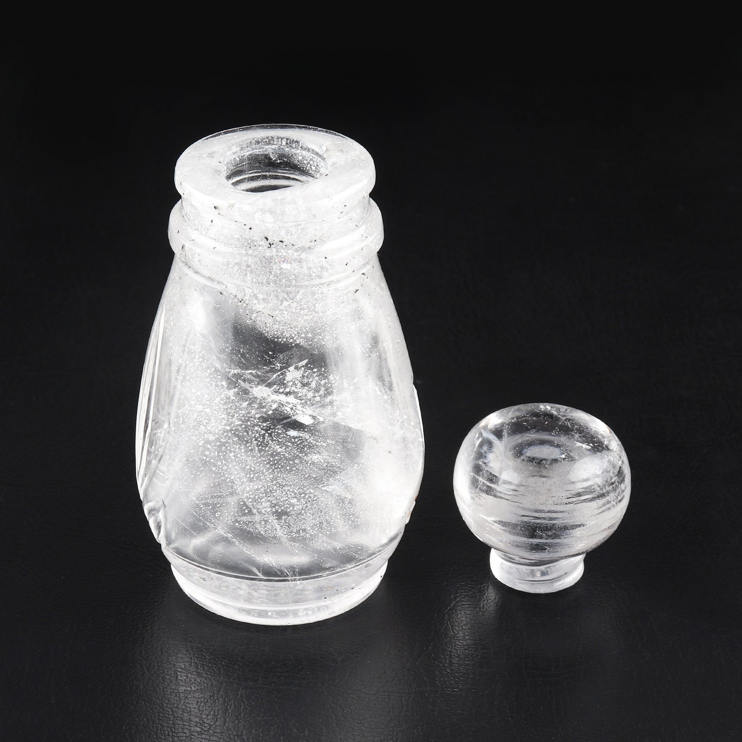 Crystal Quartz Hand carving Storage Bottle