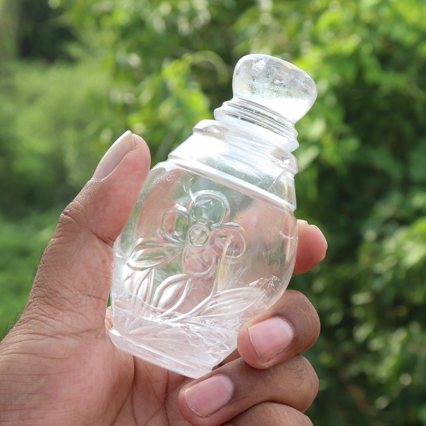 Crystal Quartz Holy Water Bottle