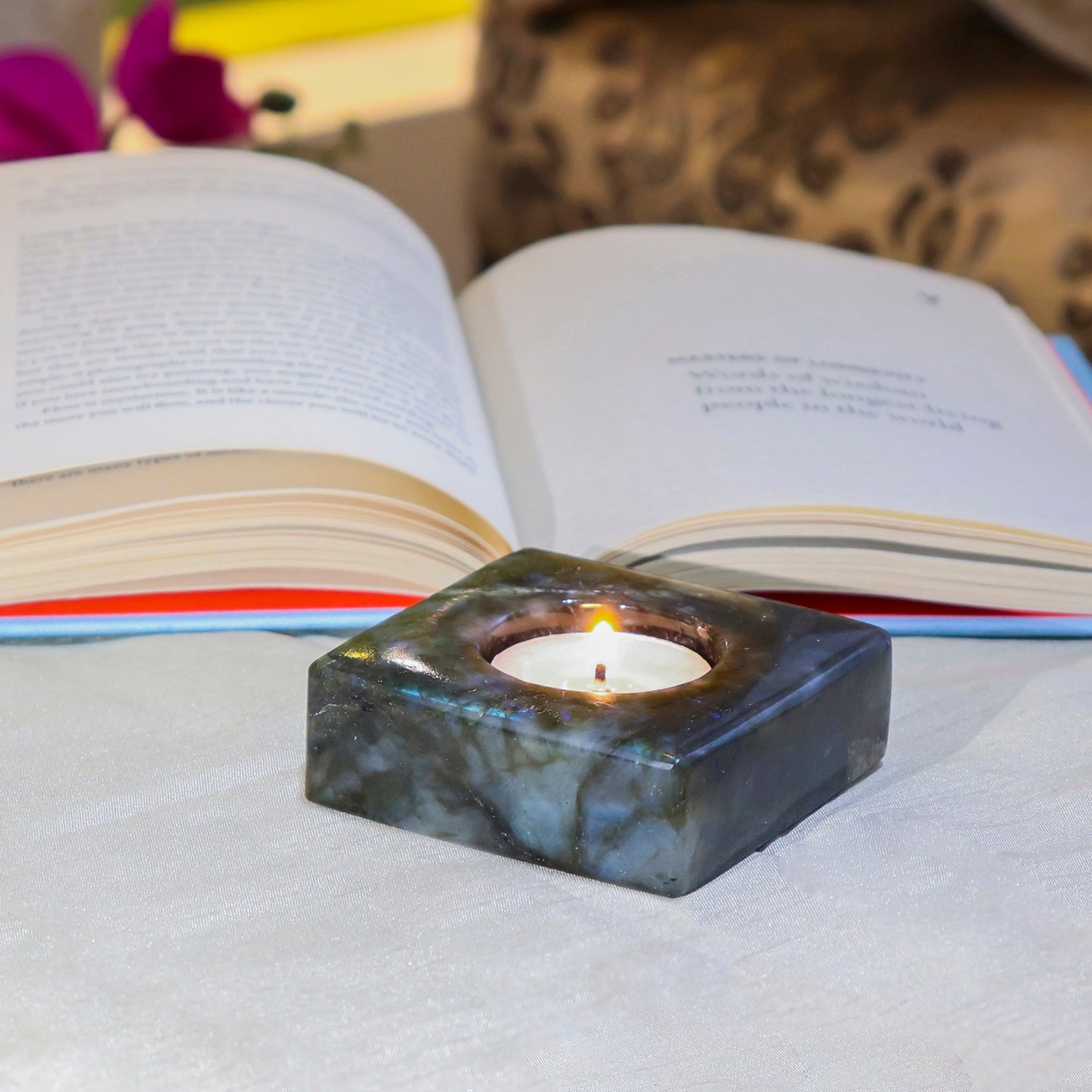 Labradorite Tea light Candle Holder