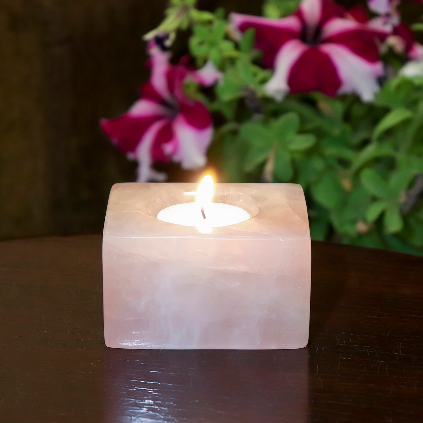 Rose Quartz Tea Light Candle Holder