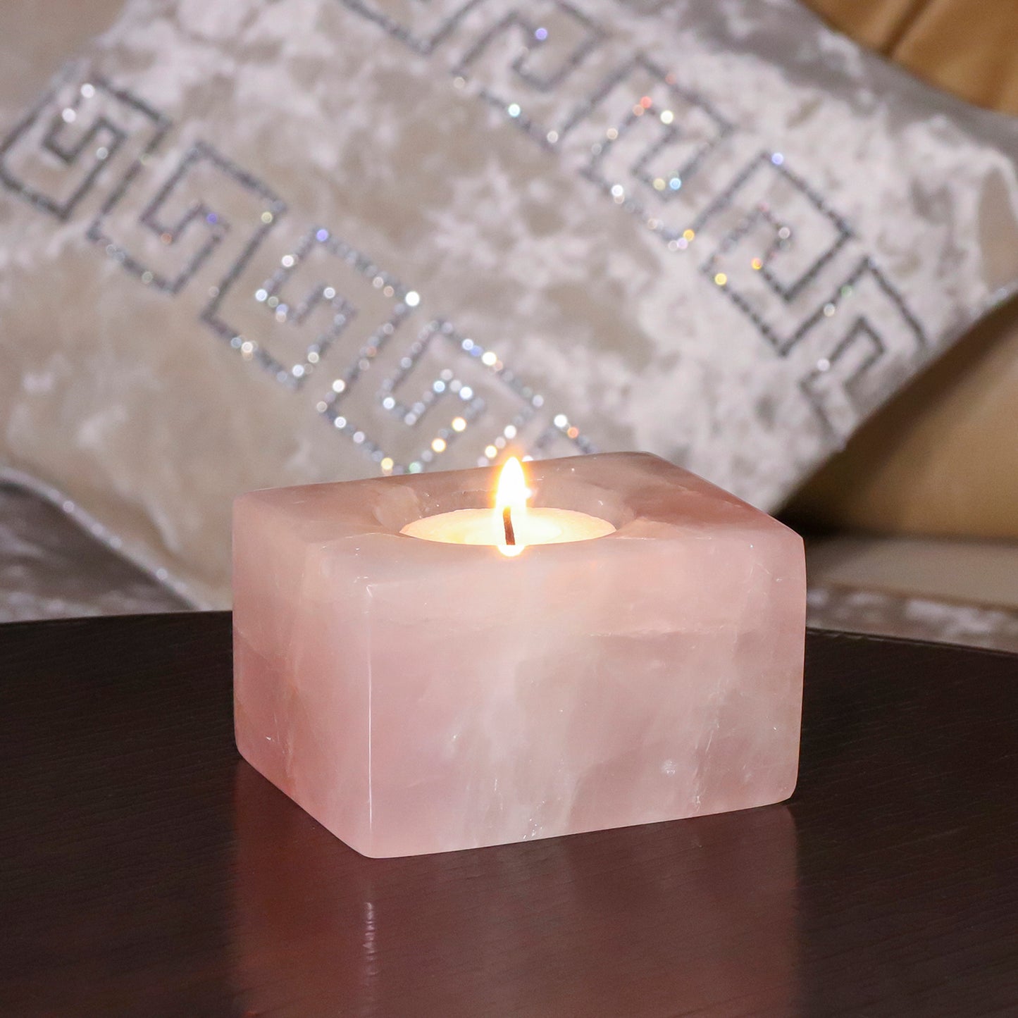 Rose Quartz Tea Light Candle Holder