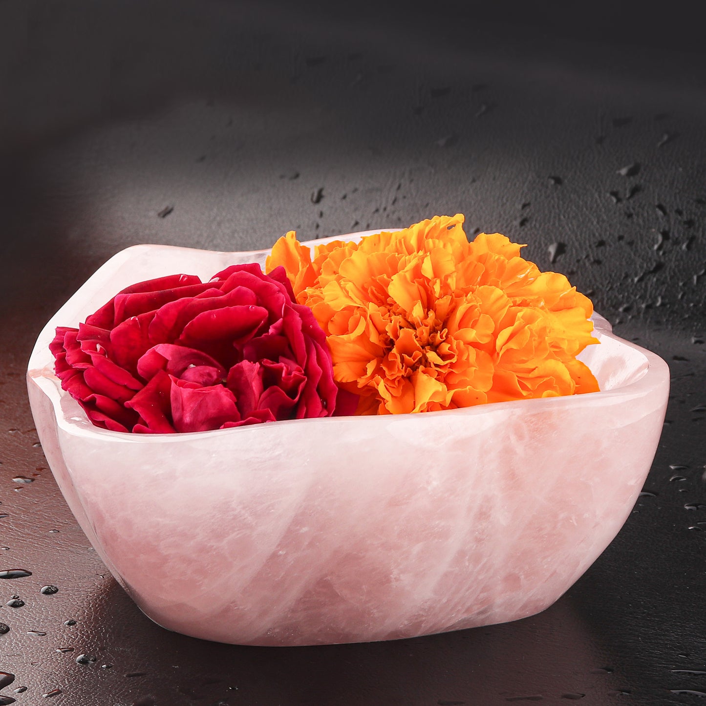 Rose Quartz Freeform Bowl for Home Decor