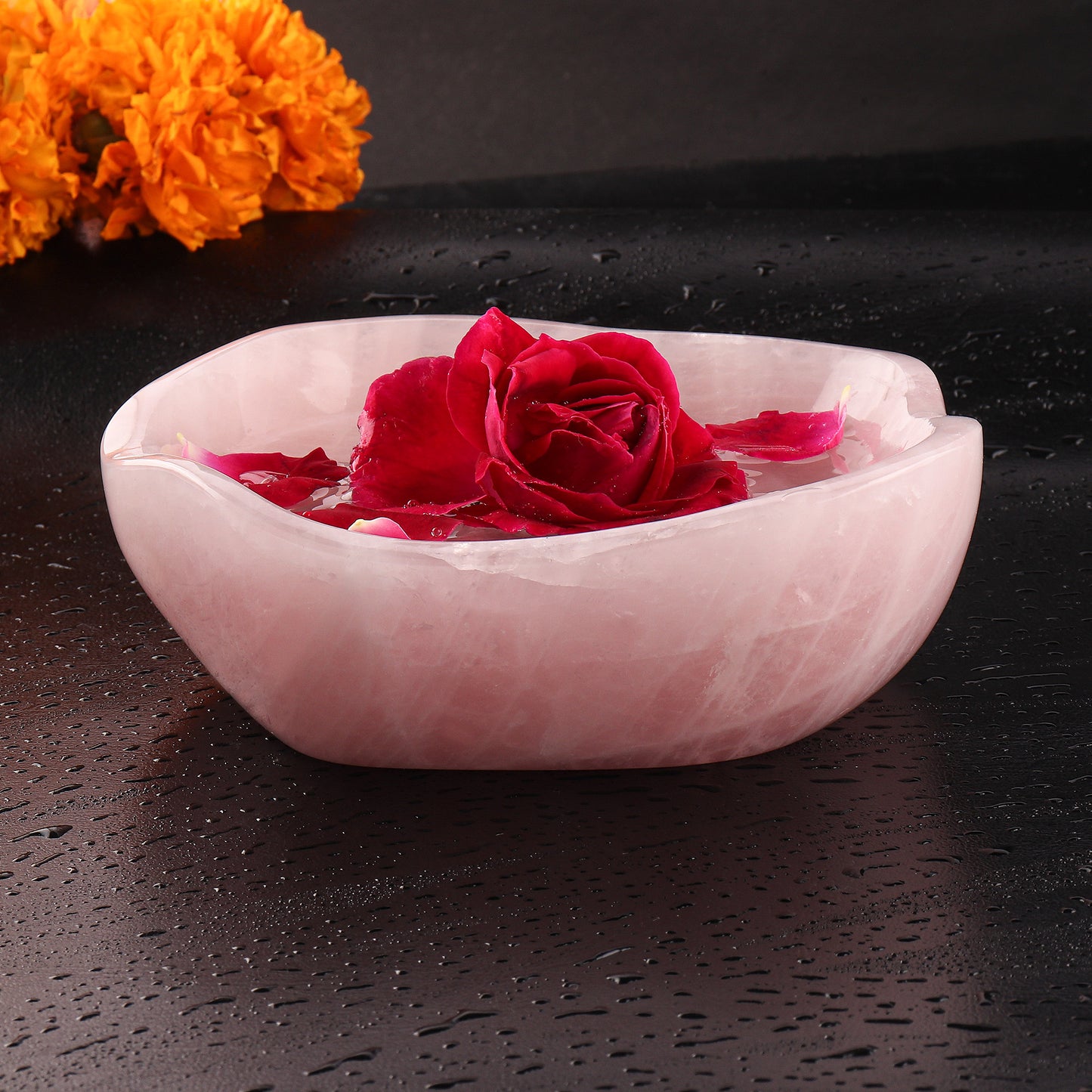 Rose Quartz Freeform Bowl for Home Decor