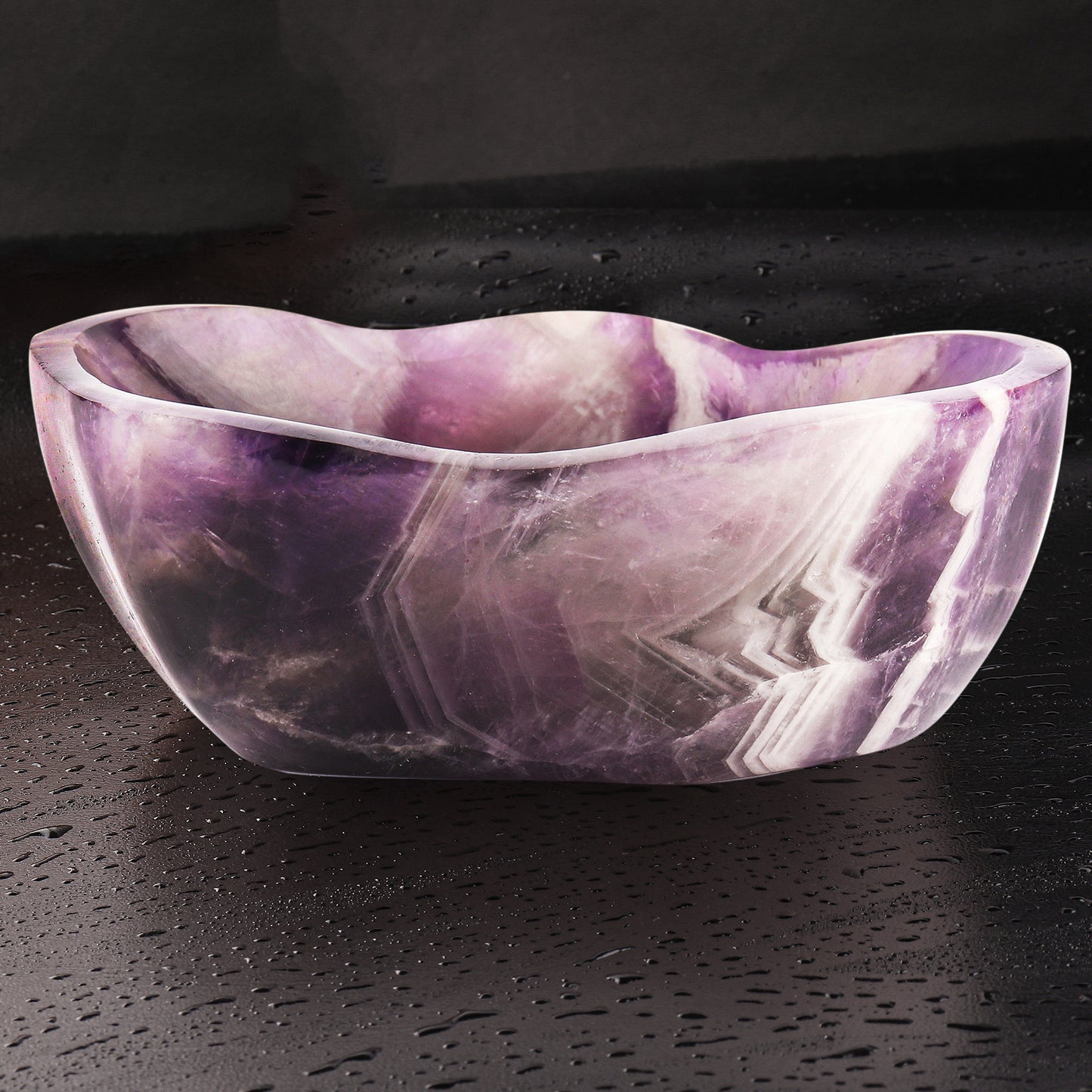 Chevron Amethyst Free Form Bowl