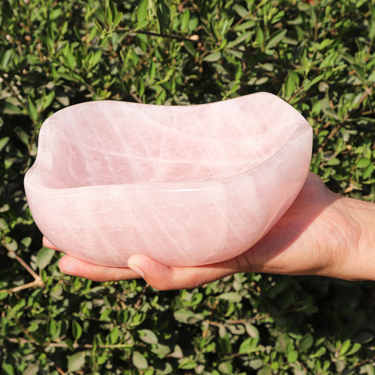 Rose Quartz Freeform Bowl for Home Decor